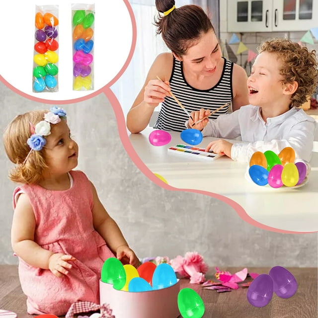Event Party Decor 6x4cm Eggs 12 Pack Open Plastic Eggshell Simulation Egg Pie Decoration Raffle Egg Easter