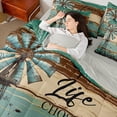 thumbnail image 4 of Homewish Enjoy Farm Life Twin Bedding Sets 7-Piece, Teal Cabin Wooden Plank Bedding Comforter Set, Countryside Style Reversible Sheet Sets, Lightweight Room Decor, 4 of 7