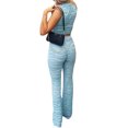 thumbnail image 3 of Biekopu Women's Summer Sleeveless Vest 2-Pcs, Pleated Sleeveless High Collar Vest+High Waisted Pants for Casual Outdoor Wear，S-M-L, 3 of 7