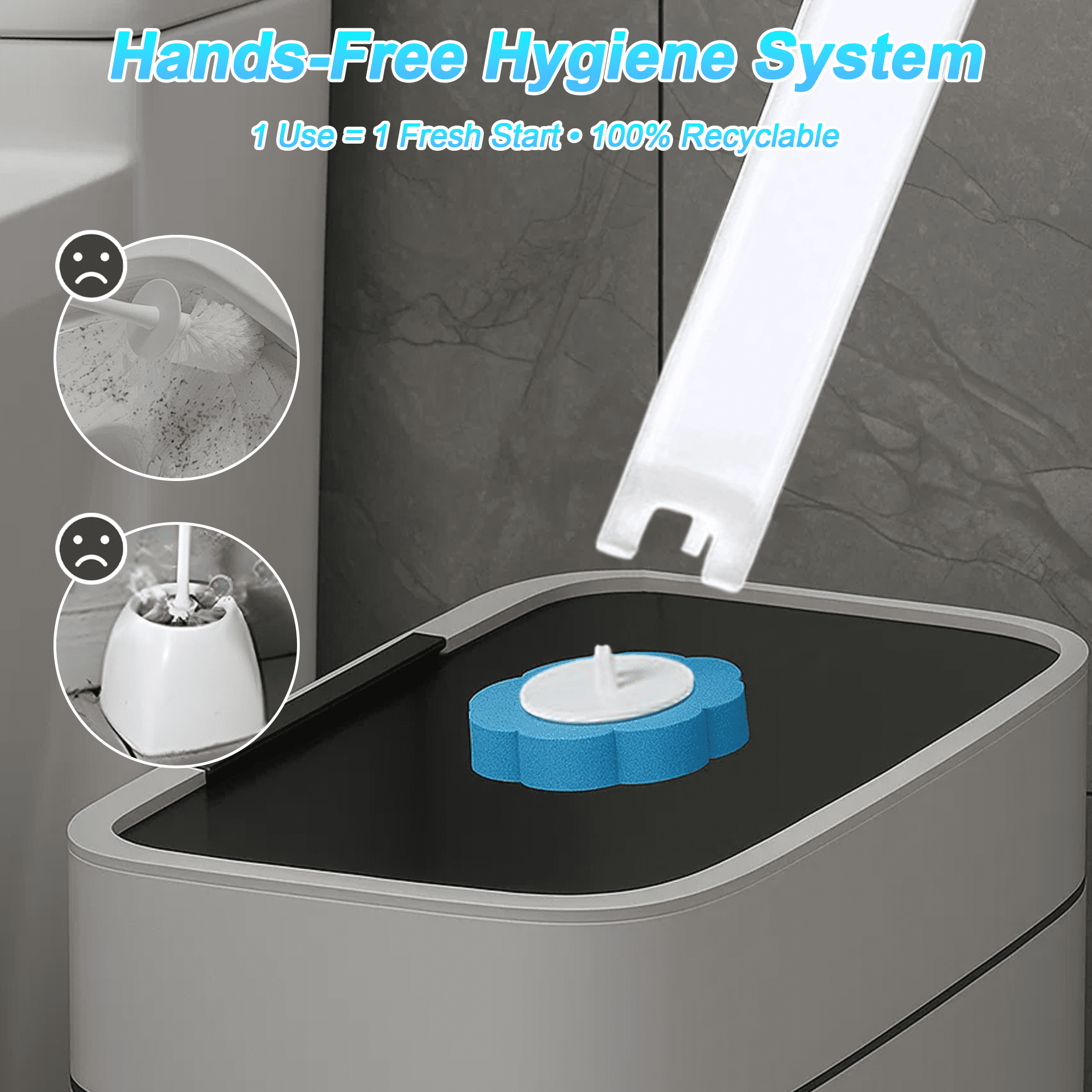 Disposable Toilet Bowl Brush and Holder Cleaning System with Cleanser-Infused Heads (40 Refills)