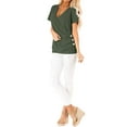 thumbnail image 5 of Women Short Sleeve Crossed Surplice Button Tops, 5 of 5