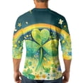 thumbnail image 4 of Men's St. Patrick's Day Shamrock Henley Shirt 3/4 Sleeve Casual Clover Print Top, 4 of 4