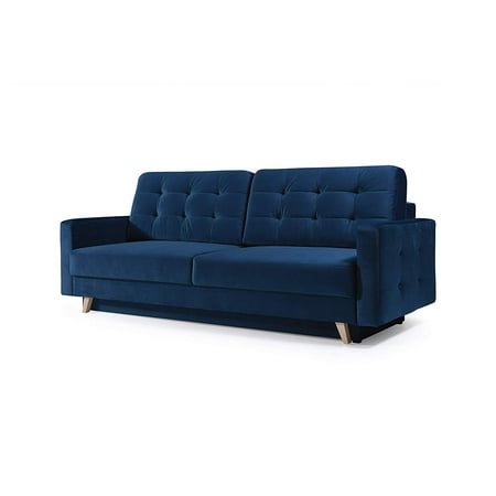 Vegas Futon Sofa Bed Queen Sleeper With Storage Navy Blue