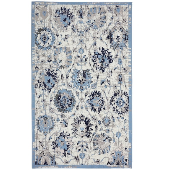 Furnish My Place Abstract Area Rug - 7 ft. 8 in. x 11 ft., Light Blue, FHome loor Rug with Rustic Print