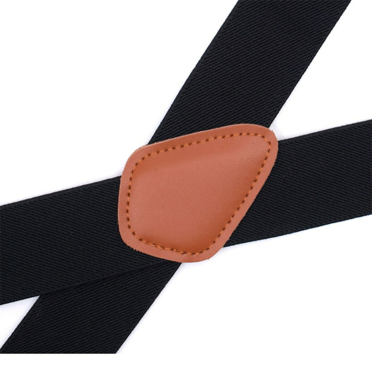Dark Brown Leather Y-Back Clip-On Braces, In stock!