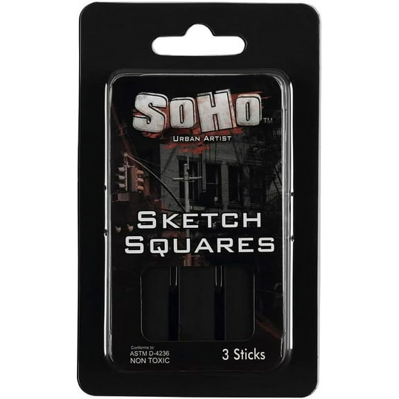SoHo Urban Artist Charcoal Sketch Squares - Drawing Charcoal for Artists, Students, Blending, Live Figure Drawing, & More! - [Black - 108 Pack]