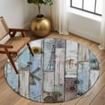 thumbnail image 2 of Round Rugs 6 Ft, Blue Grey Wooden Non Slip Area Rugs for Kitchen Bedroom Entryway, Farmhouse Barn Sunflowers Retro Washable Carpet Runner Rug Floor Mats for Bedroom Home Decor, 2 of 8