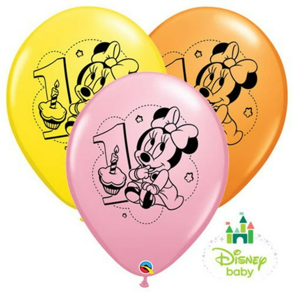 11 inch Qualatex Minnie 1st Birthday Latex Balloons (24 Pack) - Party Supplies Decorations