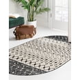 thumbnail image 3 of Rugs.com Moroccan Trellis Collection Rug – 4' x 6' Oval Black And White Medium Rug Perfect For Living Rooms, Large Dining Rooms, Open Floorplans, 3 of 8