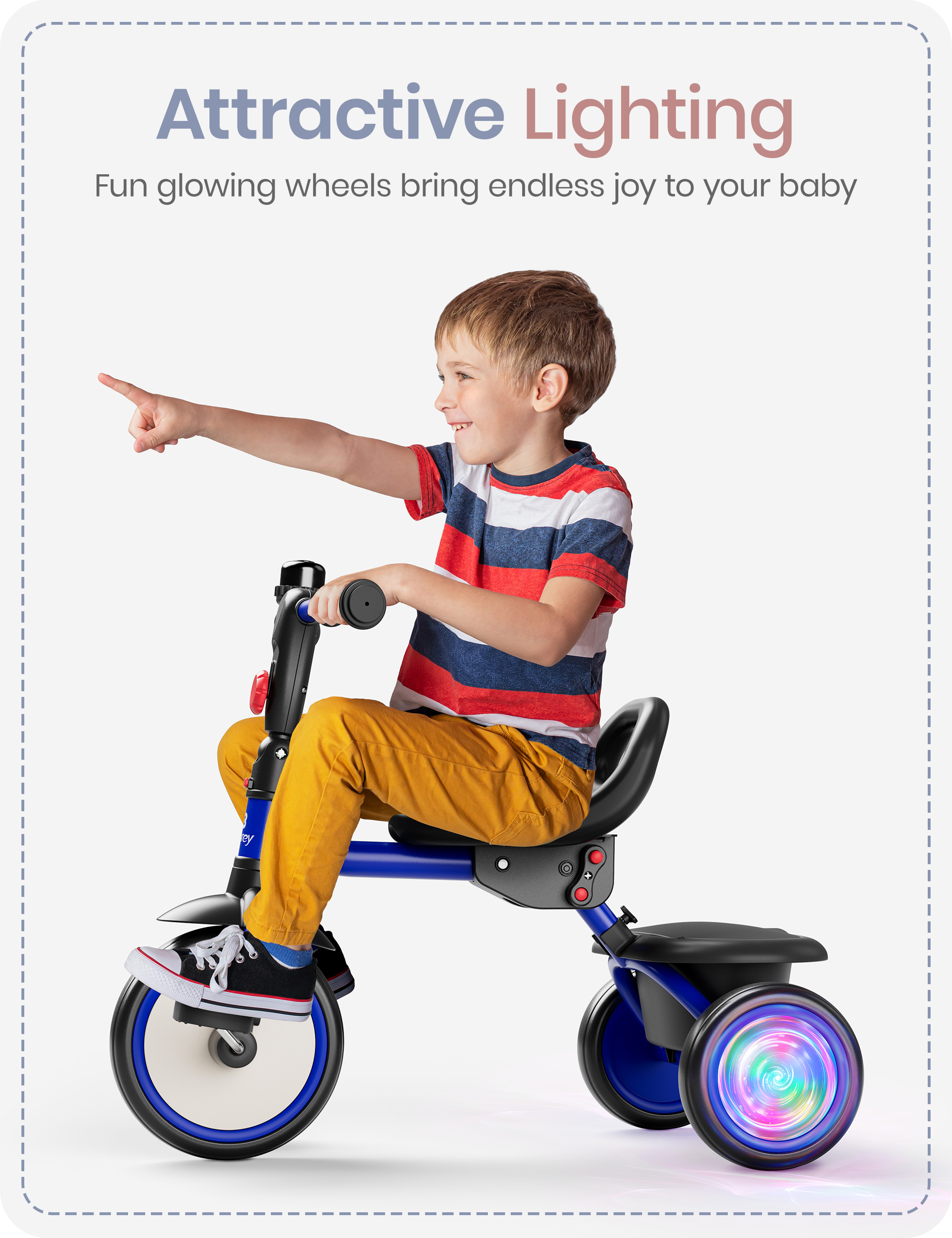 Besrey Toddler Tricycle with Flashing Wheels photo 6