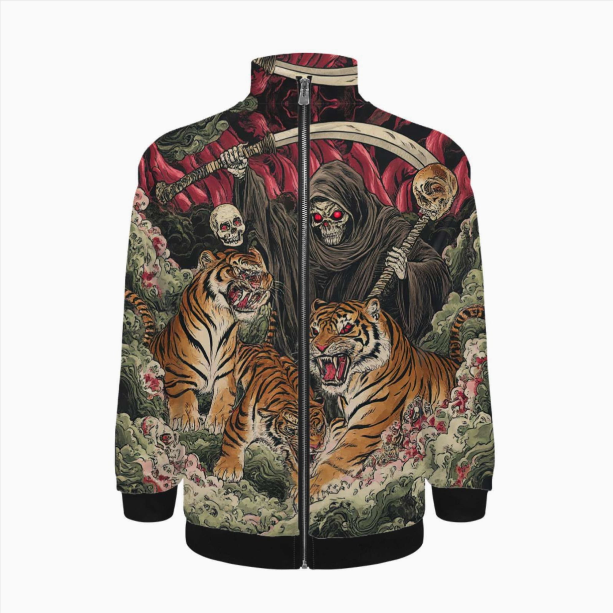 Grim Reaper Tigers Death Skulls Clouds Jacket Men's Street Cool