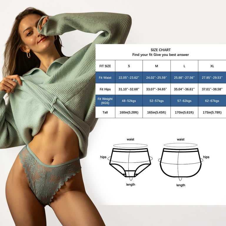FINETOO 6 Pack Lace Underwear For Women Invisible High Waist Thongs V-Shape  Embroidery Floral Bikini Panties S-XL