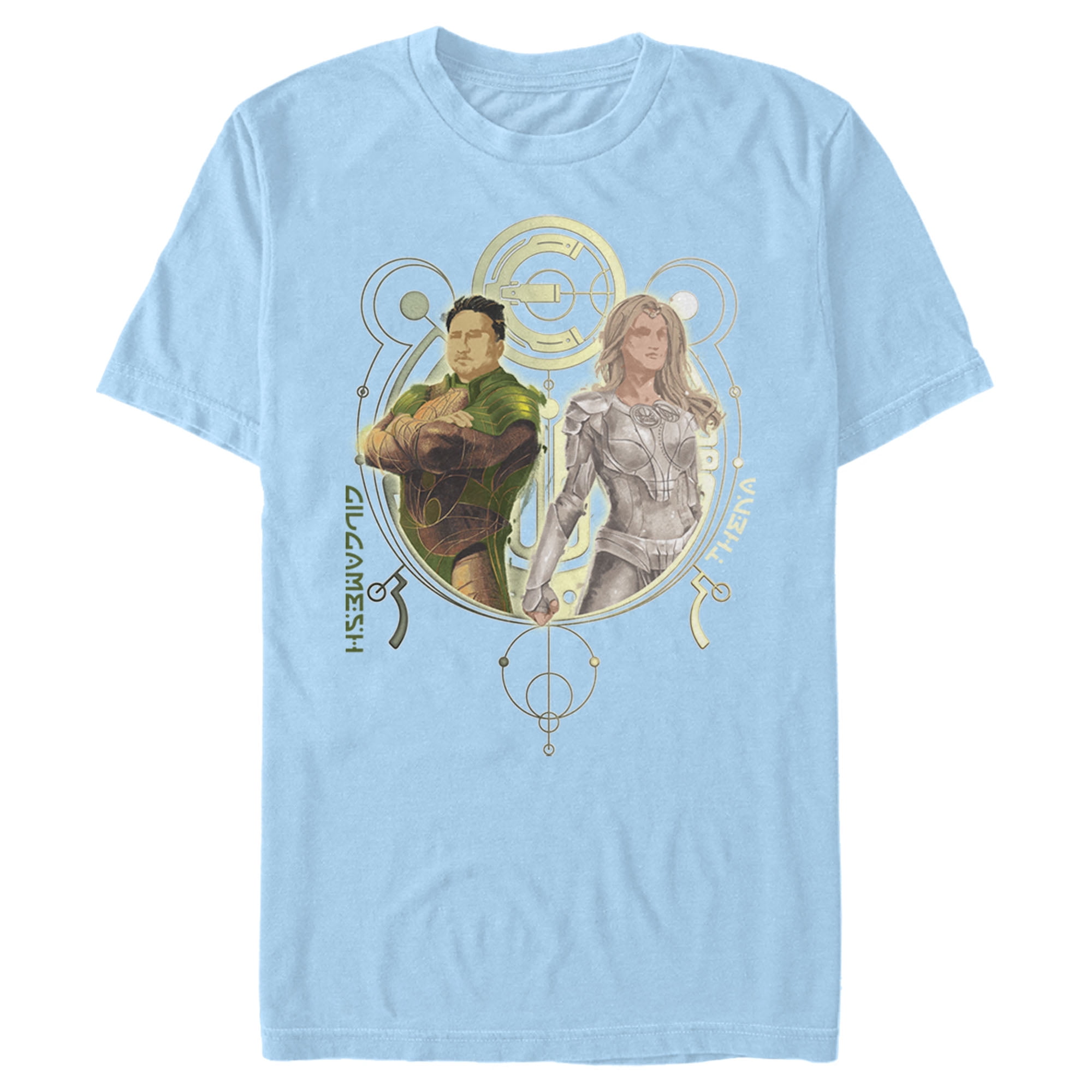 Men S Marvel Eternals Gilgamesh And Thena Duo Graphic Tee Light Blue Large Walmart Com