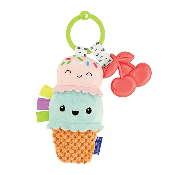 Infantino Plushy Pal & Teether Ice Cream Cone, BPA-Free Teether, 0-12 Months Unisex, Multicolor