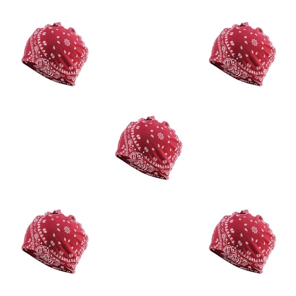 Guardurnaity Beanie Hat Estilo bohemio Pre-atado Musulmán Hijab Turbante Sombrero ajustable Protección para los oídos Mujeres Bonnet Flor roja Type2 NO2 Guardurnaity CBP380146