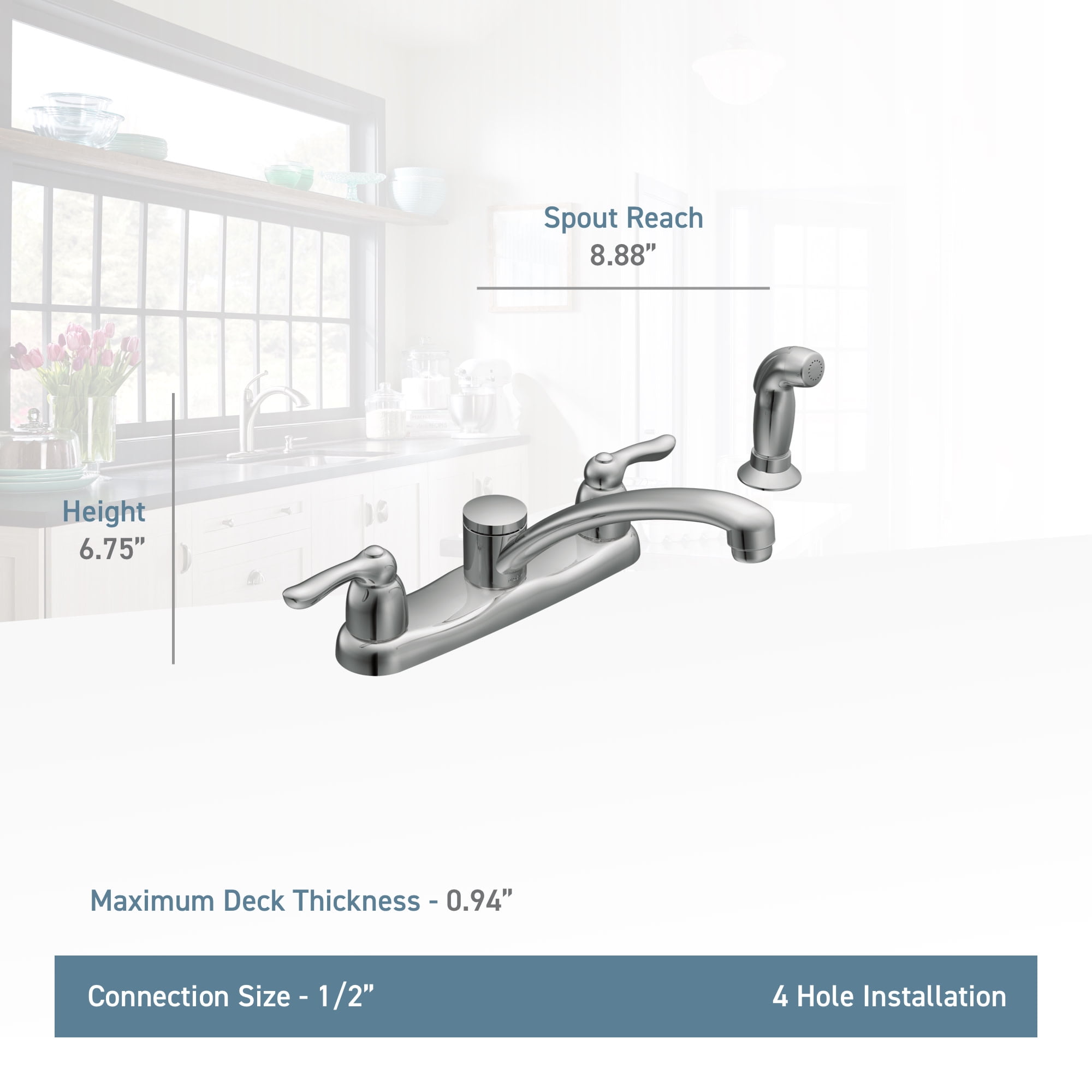 Moen 7907 Cau Double Handle Kitchen Faucet With Side Spray Moen 7907 Cau Double Handle Kitchen Faucet With Side Spray Chrome Com