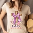 thumbnail image 4 of God’s Grace Is Enough T-Shirt, Christian Cross and Floral Faith Tee, Maroon, Size M, 4 of 6