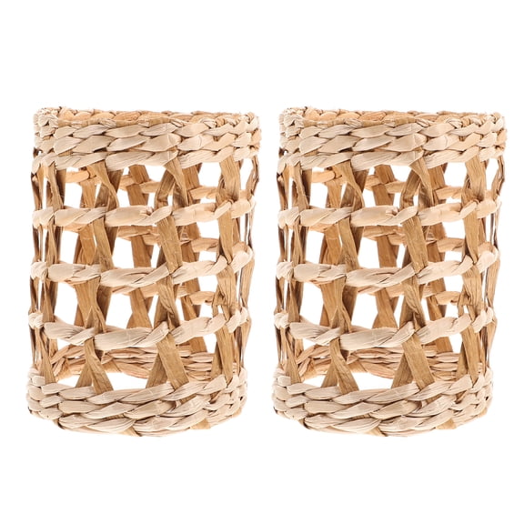 Masteelf 6-Pack Glass Cup Sleeves with Straw Weaving Design, Anti-Scald Protective Covers for Cups and