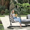 Dextrus Patio Wicker Hanging Egg Chair with Stand and Cushion, Swing
