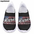 thumbnail image 1 of Zapatos casuales con estampado de bandera estadounidense y arte de moda de Doginthehole para damas, zapatos planos de moda, zapatos cómodos para caminar al aire libre, 1 of 5