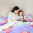thumbnail image 4 of Jejeloiu Cartoon Axolotl Bedding Comforter Set,7-Piece,Colorful Sealife King Bedding Sets,Pink Blue Purple Bed Sheets For Girls,Super Cozy Bedroom Decor Reversible, 4 of 7