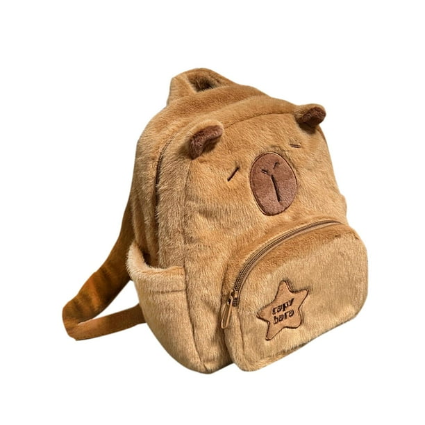 Yinanstore Plush Capybara Backpack School Bag Fashion Rucksack Travel Backpack Casual Schoolbag Bookbag For College Teens Student Adults Brown