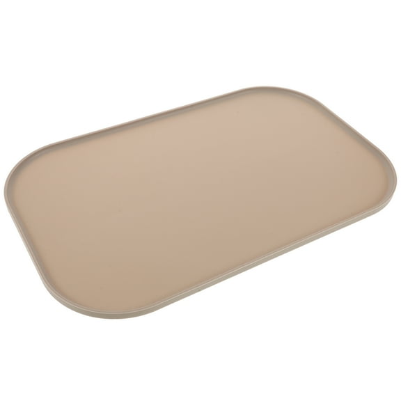 GAXIRE Rectangular Silicone Pet Food Tray in Coffee Color, Non- Floor Protector for Dogs and Cats, 1 Pack