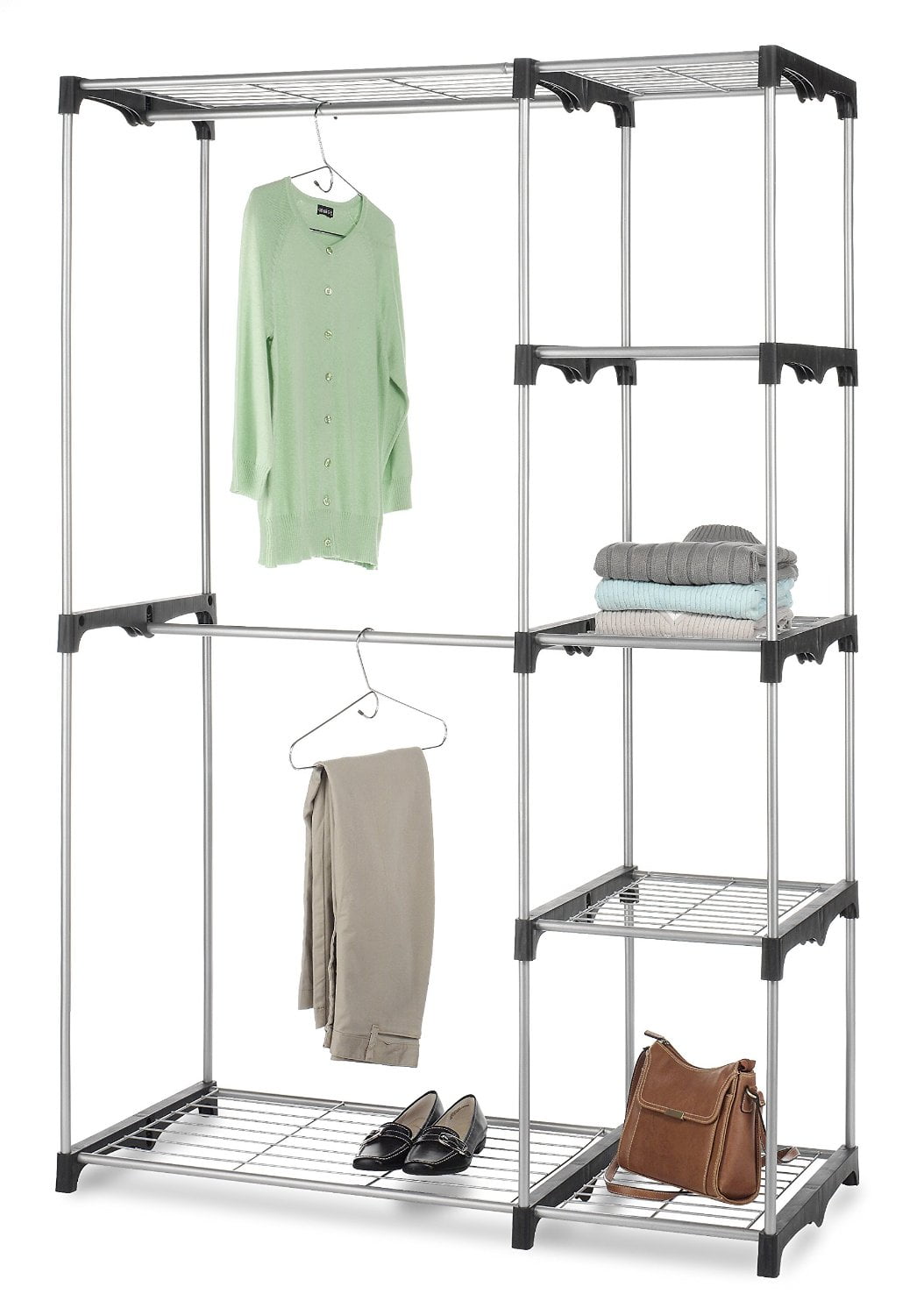 6779 3044 Double Rod Freestanding Closet With Steel And Resin Frame 6779 3044 Double Rod Freestanding Closet With Steel And Resin Frame 45 2 68 Inch Silver Brand New Best Quality Warranty From U S