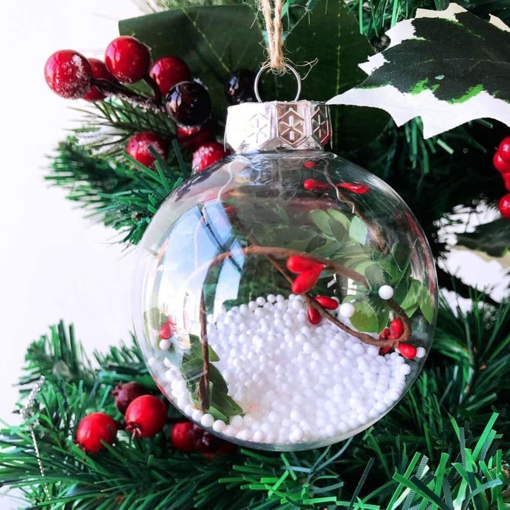 12 Pcs Christmas Ball Ornaments,3.15'' Round Clear Plastic Fillable Bulb DIY Decor Balls,Shatterproof Hanging Ornaments Balls for Craft Xmas Tree Holiday,Wedding,Birthday,Christmas Wreath Decoration