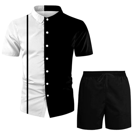 Vedolay Short Sets Men Men's 2 Piece Summer Outfits Fashion Casual Shirt and Shorts Tracksuit Set,Red 3XL