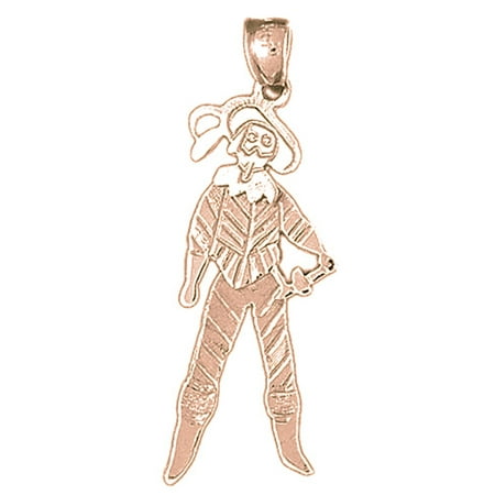 14K Rose Gold Clown Pendant - 37 mm