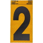 (2 pack) HY-KO 4 Yellow Self-Adhesive Reflective Number 2