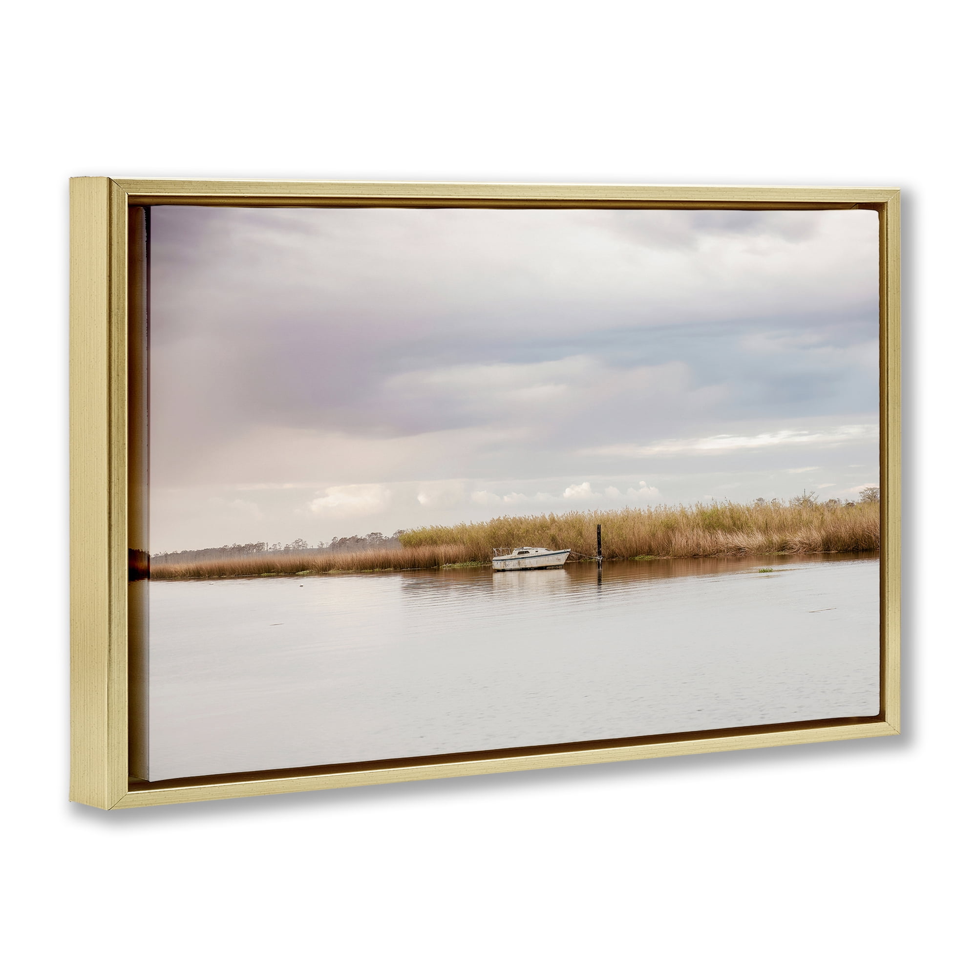 Stupell Industries Magical Mooring Landscape Gold Framed Floater Canvas Wall Art, design by Christy Berry