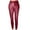 Wine, variant on Viikei Women Sexy PU Leather Pants,Ladies' Cropped Pants Imitation Leather Pants Elastic Waistband Vertical Stripe Splicing Leggings Blue S
