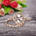 thumbnail image 5 of Milgrain Cushion Cut Morganite Wedding Set Bridal Set Engagement Ring 10k Rose Gold Vintage Look Glaring Staggering Ring, 5 of 5