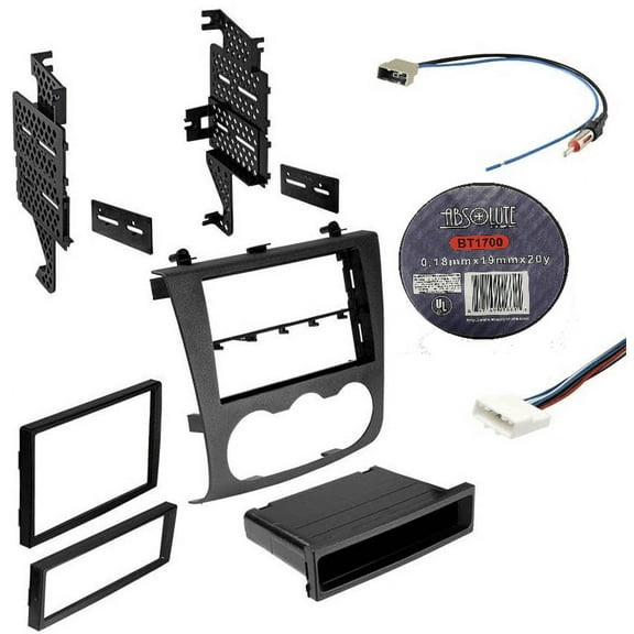 Absolute Package2  Car Stereo Installation Kit Compatible with Nissan Altima Sedan or Coupe 2007-2012 In-Dash Mounting Kit, Antenna, and Harness for Single or Double Din Radio Receivers