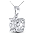 thumbnail image 2 of 14kt White Gold Womens Princess Diamond Fashion Cluster Pendant 1/4 Cttw, 2 of 2