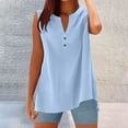 thumbnail image 2 of Womens Tops Summer V Neck Sleeveless Button Down Shirt Plus Size Loose Fit Casual Solid Color Tunic Blouses Spring Summer Outfits BU1 L, 2 of 4