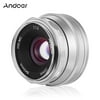 Andoer 35mm F1.6 Manual Focus Lens Large Aperture Compatible with Fujifilm Fuji X-A1/X-A10/X-A2/X-A3/X-AT/X-M1/X-M2/X-T1/X-T10/X-T2/X-T20/X-Pro1/X-Pro2/X-E1/X-E2/X-E2s FX-Mount Mirrorless Ca