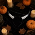 thumbnail image 4 of Halloween Horn Headband, Curved Ram Goat Style Hair Hoop with Sculpted Texture, Fantasy Costume for Cosplay Party Carnival (White), 4 of 5