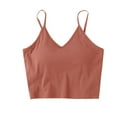 thumbnail image 4 of TEVEQ Tank Tops for Women 2025 Built In Shelf Bra Spaghetti Strap Summer Camisole Slim Fit Sleeveless Women with Breast Pad Short Large Backless Small Vest with Back Underwear Pink L, 4 of 4