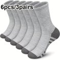 thumbnail image 2 of 6pcs/3 Pairs of Men's Sports Socks - Thickened Comfortable Fitness Running Socks, Moisture-Wicking Breathable Fabric, Seamless Toe Design, Anti-Slip Grip, Suitable for Basketball, 2 of 7