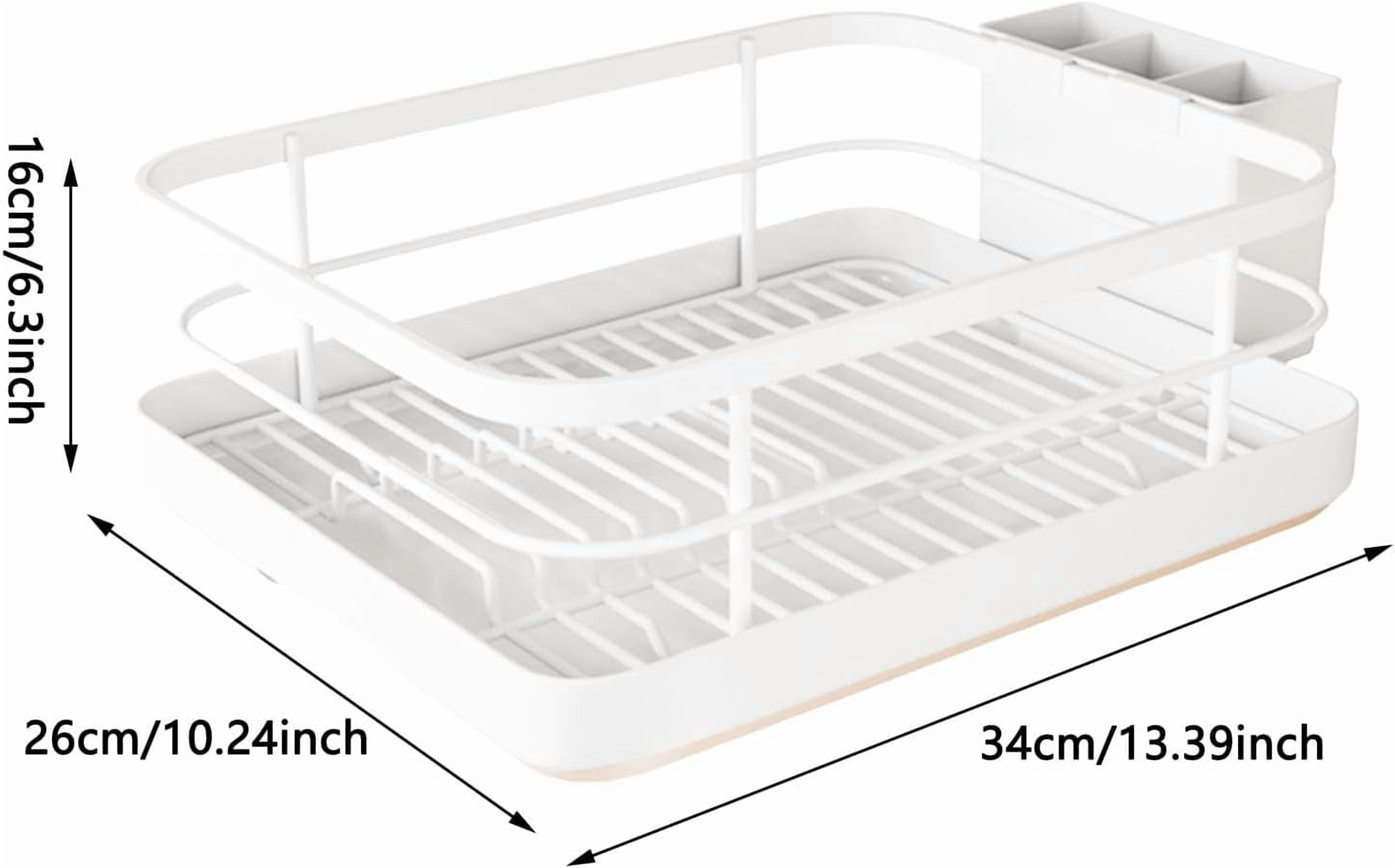 Gold Dish Drying Rack for Kitchen Counter, Stainless Steel Removable Dish Drainer with Cutlery Holder & Drip Tray, Large Capacity for Plates Glasses Utensils Chopsticks Spoons Forks(DSF)