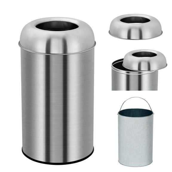 Ataucjin Open Top Trash Can, 13 Gallon/50 L Outdoor Indoor Round Garbage Can with Removable Inner Wastebasket, Commercial Grade Stainless Steel Rubbish Bin for Home, Office, Restaurant