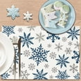 thumbnail image 2 of Winter Blue Grey Snowflake Placemats Set of 4, Christmas Snow Dining Place Mats Table Decor, Seasonal Home Kitchen Decoration 12 x 18 Inches, 2 of 6