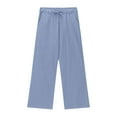 thumbnail image 4 of Tdoqot Girls Cotton Linen Pants- Baggy Elastic Waist Wide Leg Lightweight Kids Summer Pants Light Blue Size 8 Years, 4 of 6