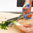 thumbnail image 1 of Multifunctional Muti Layers Stainless Steel Knives Kitchen Scissors Scallion Cutter Herb Laver Spices Cook Cut Scissor, 1 of 4