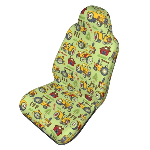 Picia Cute Tractor Print Waterproof Sweating Car Seat Cover for Post Gym Workout, Running, Beach and Hiking, Universal Fit Anti-Slip Bucket Seat Protector