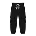 thumbnail image 5 of DJDLJWCJ Big Boys Cargo Pants Elastic Waist Drawstring Jogger Pants School Uniform Pants Lightweight Side Pocket Casual Pants Black Size 9, 5 of 10