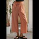 thumbnail image 4 of Pantalones Anchos Cómodos de Verano para Mujer, Color Marrón, Talla L, 4 of 5